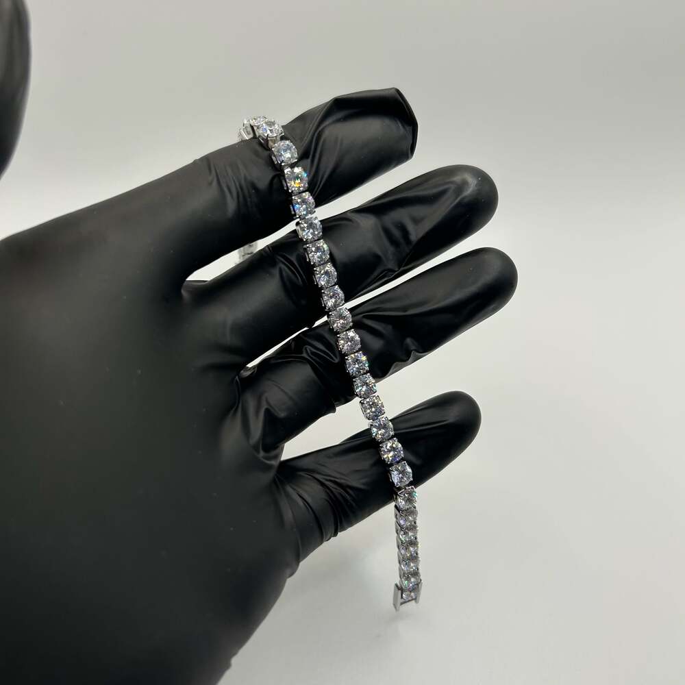 Moissanite Tennis Bracelet VVS 5mm 7.5 Inch Brand No Pass Tester Silver Quality